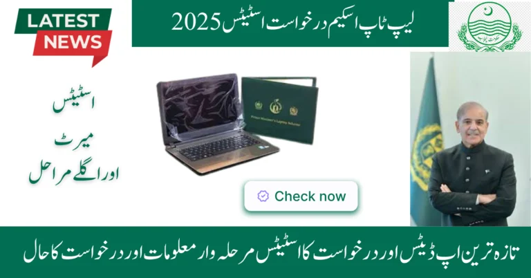 Young university students in Pakistan verifying the PM laptop scheme application status on their laptops—2025 update